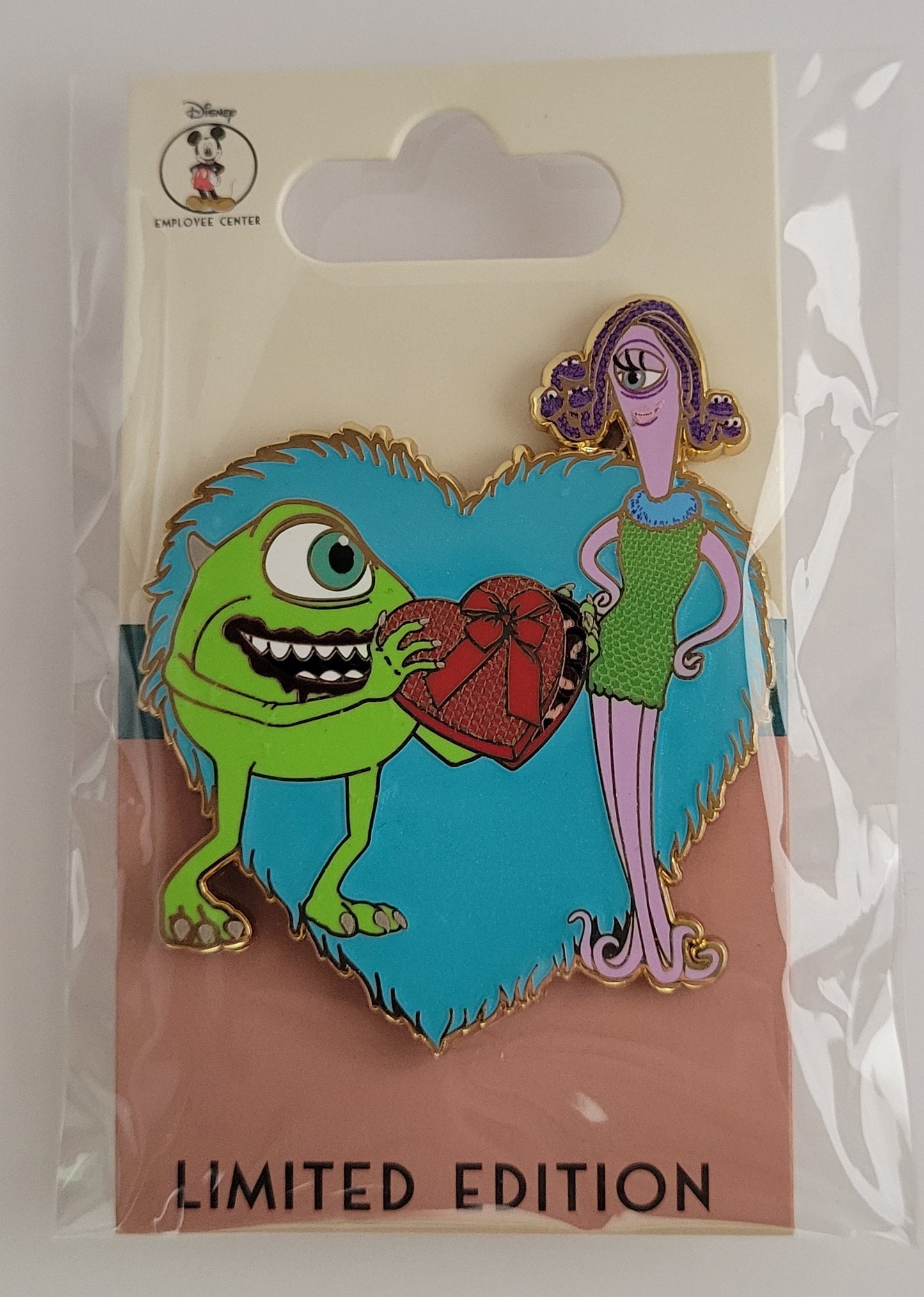 DEC Disney Pin - Pixar Heart Valentine's Day - Celia and Mike from Monsters, Inc. LE 350
