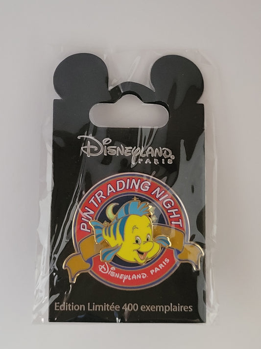 DLP Disney Pin - Trading Night Logo - Flounder from Little Mermaid LE 400