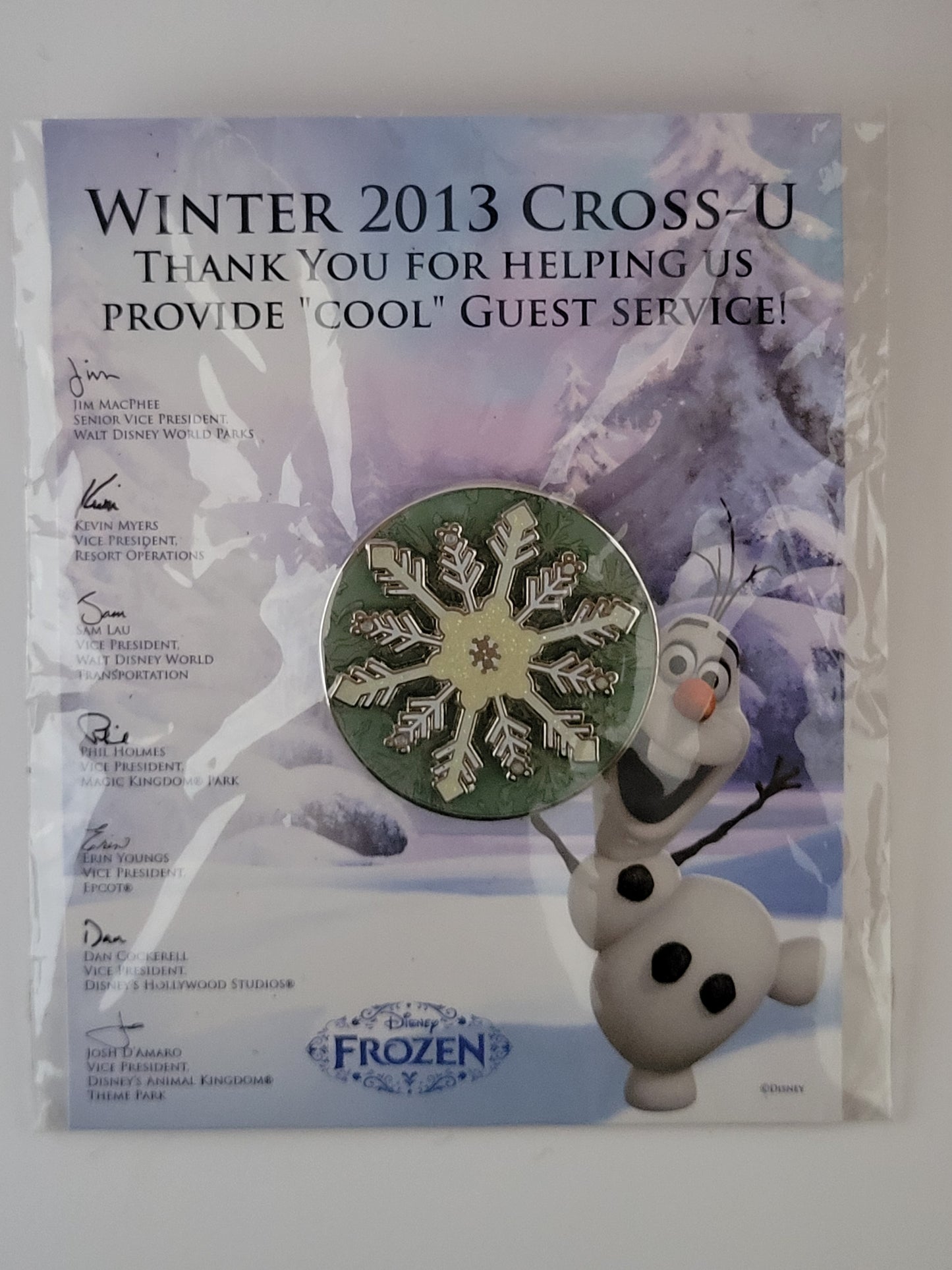 WDW Disney Pin - Cross-U Winter - Frozen Snowflake Olaf CM Exclusive