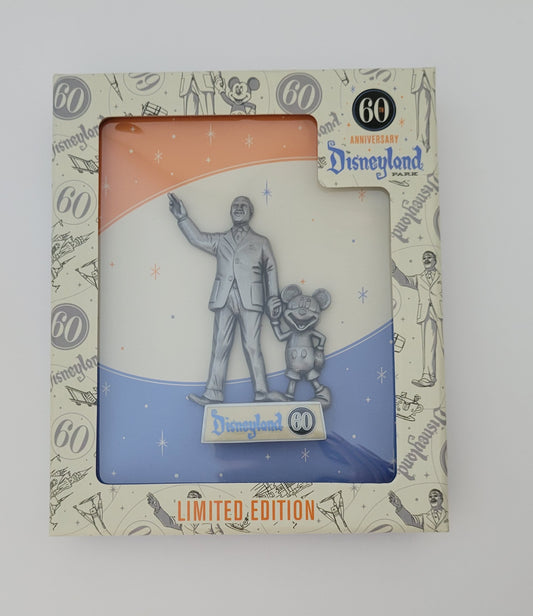 DLR Disney Pin - 60th Anniversary - Partners Statue Walt Mickey Standee LE 1000 Jumbo