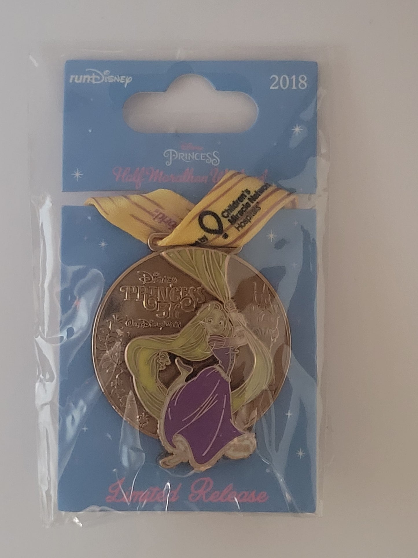 WDW runDisney Pin - 2018 Princess Half Marathon Weekend - 5k - Medal Replica - Rapunzel LR
