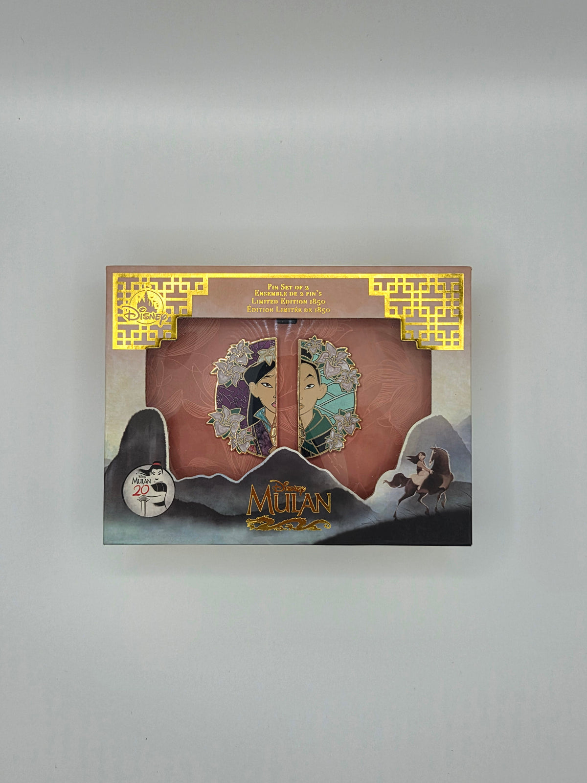 DS Disney Pin 2018 - Mulan 20th Anniversary Boxed Pin Set (2 pin) LE 1850